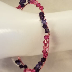 NWT HANDMADE Pink Copper Wire Bracelet Swarovski